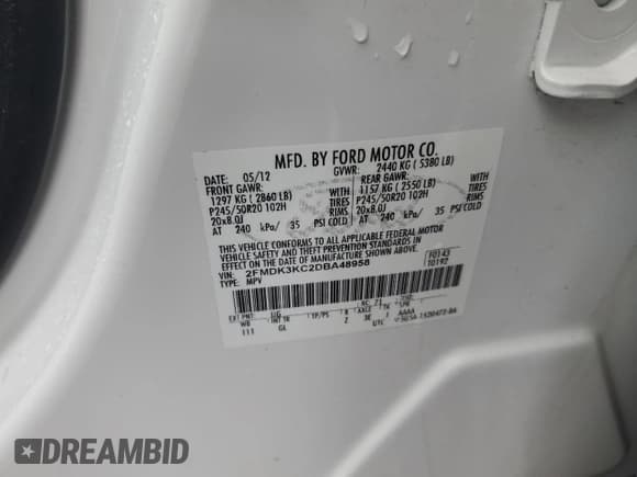 ✅ 2013 Ford Edge Limited • VIN: 2FMDK3KC2DBA48958 • Лот: 82399545. Опубликован ранее на Copart с пробегом 167 921 миль. Бесплатный доступ к архиву аукционных продаж из США и подробный отчёт об истории автомобиля на DreamBid. Изображение 13.