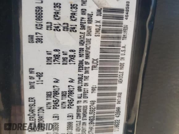 ✅ 2003 Dodge 1500 ST • VIN: 1D7HA18N63J562740 • Лот: 72150114. Опубликован ранее на Copart с пробегом 159 689 миль. Бесплатный доступ к архиву аукционных продаж из США и подробный отчёт об истории автомобиля на DreamBid. Изображение 12.