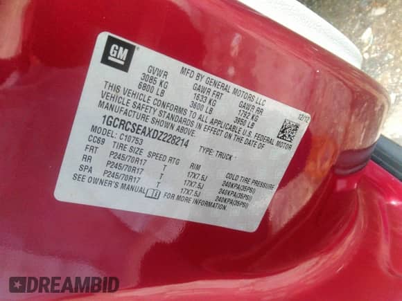 2013 Chevrolet Silverado 1500 LT with VIN 1GCRCSEAXDZ228214, listed as a IAAI auction lot 43047379 with 89,110 mi miles and . Bid and sale history available at DreamBid. Image 9.