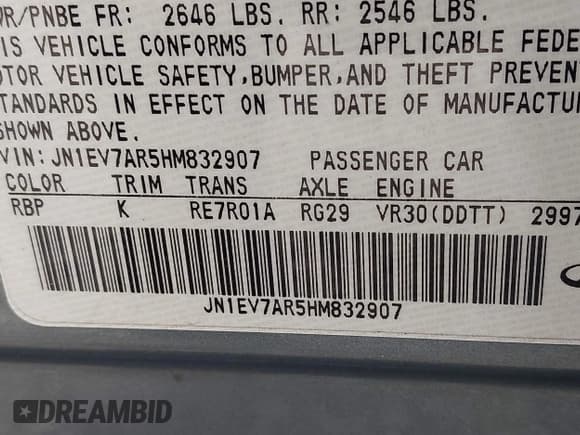 ✅ 2017 Infiniti Q50 Premium • VIN: JN1EV7AR5HM832907 • Lot: 43502645. Listed on IAAI with 98,488 mi. Free auction sales archive from the USA and detailed vehicle history report at DreamBid. Image 9.