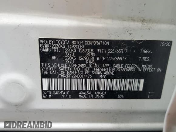 ✅ 2021 Toyota RAV4 Hybrid XLE • VIN: JTMR6RFV2MD014476 • Lot: 81216024. Wystawiony na Copart z przebiegiem 38 405 mil. Bezpłatny archiwum sprzedaży aukcyjnych z USA i szczegółowy raport historii pojazdu na DreamBid. Zdjęcie 13.