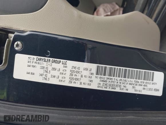 ✅ 2014 Chrysler Town & Country Touring • VIN: 2C4RC1BG3ER195765 • Лот: 43561392. Опубликован ранее на IAAI с пробегом 144 618 миль. Бесплатный доступ к архиву аукционных продаж из США и подробный отчёт об истории автомобиля на DreamBid. Изображение 9.
