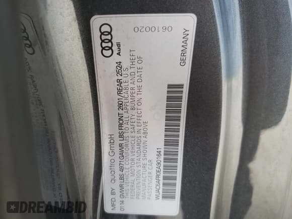 ✅ 2014 Audi RS 5 • VIN: WUAC6AFR0EA901641 • Lot: 45468954. Listed on Copart with 70,186 mi. Free auction sales archive from the USA and detailed vehicle history report at DreamBid. Image 13.