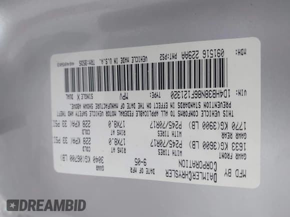 ✅ 2006 Dodge Durango SXT • VIN: 1D4HB38N86F121320 • Лот: 42427186. Опубликован ранее на IAAI с пробегом 195 607 миль. Бесплатный доступ к архиву аукционных продаж из США и подробный отчёт об истории автомобиля на DreamBid. Изображение 9.