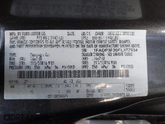 ✅ 2015 Ford Focus SE • VIN: 1FADP3F20FL377934 • Lot: 41918468. Listed on IAAI with 84,830 mi. Free auction sales archive from the USA and detailed vehicle history report at DreamBid. Image 9.