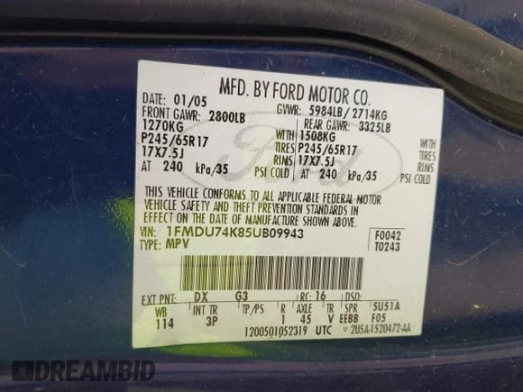 ✅ 2005 Ford Explorer Eddie Bauer • VIN: 1FMDU74K85UB09943 • Lot: 42337325. Wystawiony na IAAI z przebiegiem 252 668 mil. Bezpłatny archiwum sprzedaży aukcyjnych z USA i szczegółowy raport historii pojazdu na DreamBid. Zdjęcie 9.
