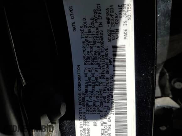 2001 Toyota Highlander с VIN JTEGD21A810017728, выставлен на аукционе Copart как лот 74551264 с пробегом 242 844 миль миль и Списание • Salvage title. История ставок и продаж доступна на DreamBid. Изображение 14.