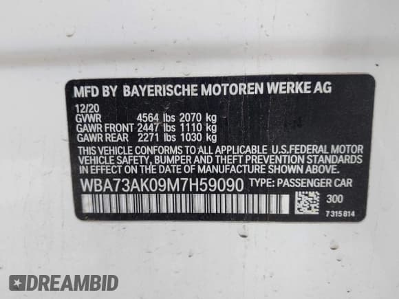 ✅ 2021 BMW 2 Series 228i xDrive • VIN: WBA73AK09M7H59090 • Lot: 42160400. Listed on IAAI with 78,782 mi. Free auction sales archive from the USA and detailed vehicle history report at DreamBid. Image 9.