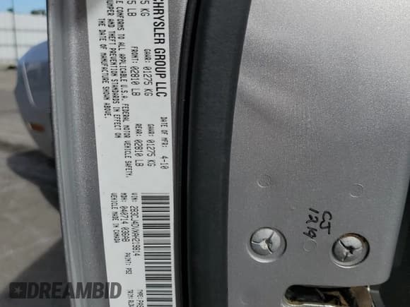 ✅ 2010 Dodge Challenger SE • VIN: 2B3CJ4DVXAH219814 • Lot: 42195015. Wystawiony na Copart z przebiegiem Nie podano. Bezpłatny archiwum sprzedaży aukcyjnych z USA i szczegółowy raport historii pojazdu na DreamBid. Zdjęcie 12.