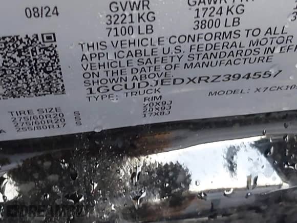 2024 Chevrolet Silverado 1500 High Country with VIN 1GCUDJEDXRZ394557, listed as a IAAI auction lot 41485136 with 5,244 mi miles and . Bid and sale history available at DreamBid. Image 9.