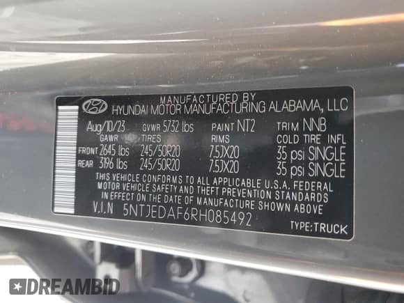 2024 Hyundai Santa Cruz Limited с VIN 5NTJEDAF6RH085492, выставлен на аукционе Copart как лот 87926225 с пробегом 27 648 миль миль и Списание • Salvage title. История ставок и продаж доступна на DreamBid. Изображение 12.