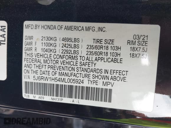 ✅ 2021 Honda CR-V EX • VIN: 5J6RW1H54ML005924 • Lot: 42926884. Wystawiony na IAAI z przebiegiem 68 960 mil. Bezpłatny archiwum sprzedaży aukcyjnych z USA i szczegółowy raport historii pojazdu na DreamBid. Zdjęcie 9.