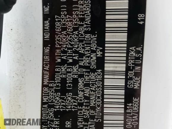 ✅ 2013 Toyota Sienna XLE AAS • VIN: 5TDYK3DCXDS301834 • Lot: 83844755. Wystawiony na Copart z przebiegiem 154 282 mil. Bezpłatny archiwum sprzedaży aukcyjnych z USA i szczegółowy raport historii pojazdu na DreamBid. Zdjęcie 13.