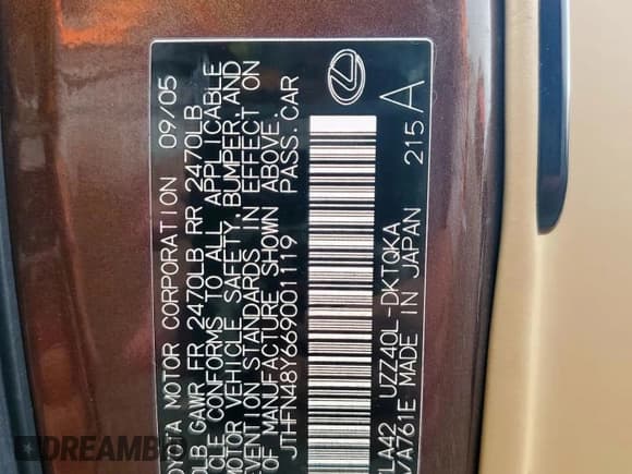 ✅ 2006 Lexus SC 430 • VIN: JTHFN48Y669001119 • Lot: 58327505. Listed on Copart with 76,854 mi. Free auction sales archive from the USA and detailed vehicle history report at DreamBid. Image 13.