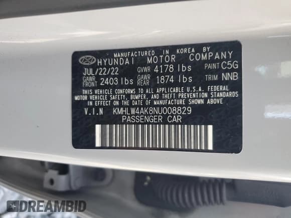 ✅ 2022 Hyundai Elantra • VIN: KMHLW4AK8NU008829 • Lot: 80298245. Listed on Copart with 31,000 mi. Free auction sales archive from the USA and detailed vehicle history report at DreamBid. Image 13.