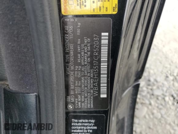 ✅ 2007 BMW 6 Series 650i • VIN: WBAEH13517CR52037 • Лот: 80124315. Опубликован ранее на Copart с пробегом 104 702 миль. Бесплатный доступ к архиву аукционных продаж из США и подробный отчёт об истории автомобиля на DreamBid. Изображение 12.