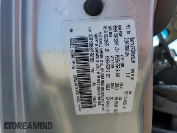 ✅ 2002 Chrysler PT Cruiser Limited • VIN: 3C8FY68B92T261563 • Lot: 65761675. Listed on Copart with 77,824 mi. Free auction sales archive from the USA and detailed vehicle history report at DreamBid. Image 12.