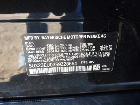 ✅ 2025 BMW X5 xDrive40i • VIN: 5UX23EU03S9Z28664 • Lot: 43433952. Listed on IAAI with 10,644 mi. Free auction sales archive from the USA and detailed vehicle history report at DreamBid. Image 9.