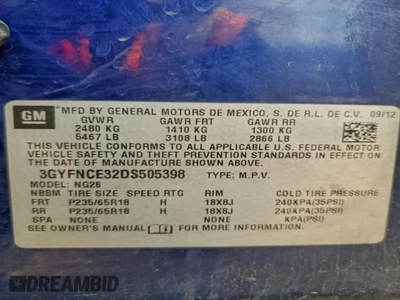 ✅ 2013 Cadillac SRX Luxury Collection • VIN: 3GYFNCE32DS505398 • Лот: 94541905. Опубликован ранее на Copart с пробегом 237 264 миль. Бесплатный доступ к архиву аукционных продаж из США и подробный отчёт об истории автомобиля на DreamBid. Изображение 12.