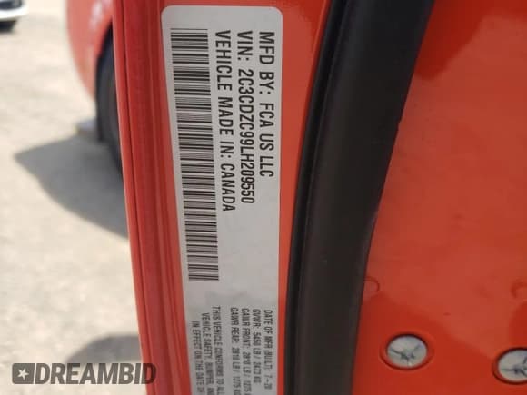 ✅ 2020 Dodge Challenger SRT Hellcat Widebody • VIN: 2C3CDZC99LH209550 • Lot: 68738905. Wystawiony na Copart z przebiegiem 5 350 mil. Bezpłatny archiwum sprzedaży aukcyjnych z USA i szczegółowy raport historii pojazdu na DreamBid. Zdjęcie 13.