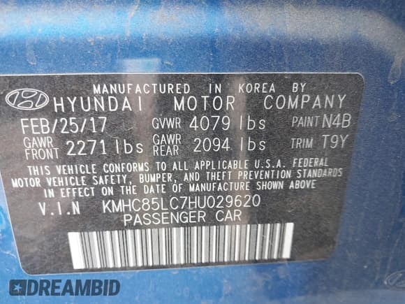 ✅ 2017 Hyundai Ioniq Limited • VIN: KMHC85LC7HU029620 • Lot: 41819195. Listed on IAAI with 61,271 mi. Free auction sales archive from the USA and detailed vehicle history report at DreamBid. Image 9.