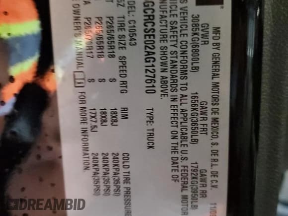 ✅ 2010 Chevrolet Silverado 1500 LT • VIN: 3GCRCSE02AG127610 • Lot: 73227584. Listed on Copart with 210,494 mi. Free auction sales archive from the USA and detailed vehicle history report at DreamBid. Image 14.