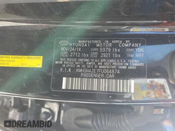 ✅ 2015 Hyundai Genesis 3.8L • VIN: KMHGN4JE7FU064874 • Lot: 82585284. Wystawiony na Copart z przebiegiem 162 875 mil. Bezpłatny archiwum sprzedaży aukcyjnych z USA i szczegółowy raport historii pojazdu na DreamBid. Zdjęcie 12.