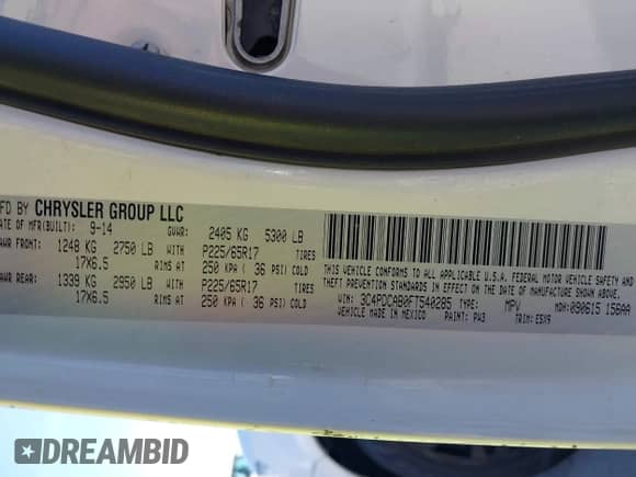 2015 Dodge Journey American Value z VIN 3C4PDCAB0FT540285, wystawiony jako IAAI lot #43610721 z przebiegiem 208 916 mil mil oraz . Historia ofert i sprzedaży dostępna na DreamBid. Obrazek 9.