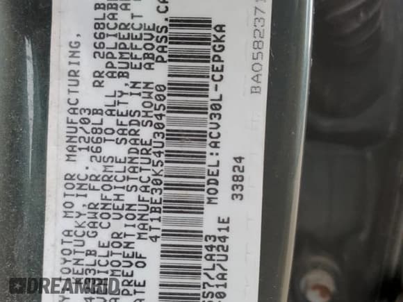 ✅ 2004 Toyota Camry XLE • VIN: 4T1BE30K54U304500 • Lot: 86233645. Wystawiony na Copart z przebiegiem 136 369 mil. Bezpłatny archiwum sprzedaży aukcyjnych z USA i szczegółowy raport historii pojazdu na DreamBid. Zdjęcie 12.