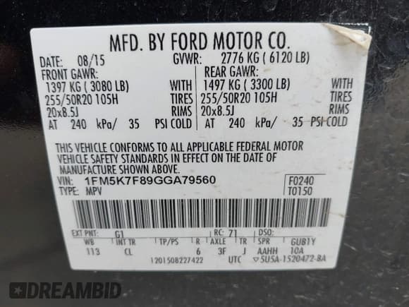 ✅ 2016 Ford Explorer Limited • VIN: 1FM5K7F89GGA79560 • Лот: 42947738. Опубликован ранее на IAAI с пробегом 186 708 миль. Бесплатный доступ к архиву аукционных продаж из США и подробный отчёт об истории автомобиля на DreamBid. Изображение 9.