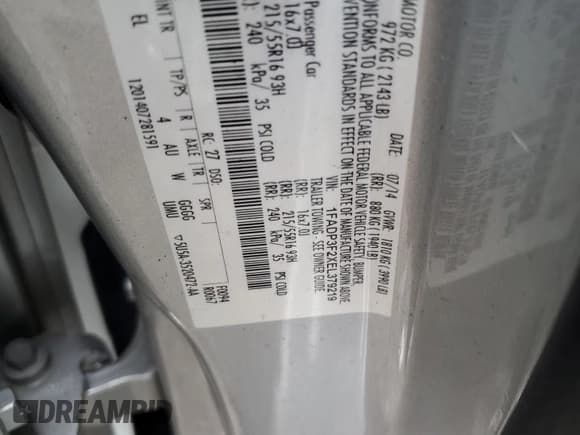 ✅ 2014 Ford Focus SE • VIN: 1FADP3F2XEL379219 • Лот: 90495915. Опубликован ранее на Copart с пробегом 54 275 миль. Бесплатный доступ к архиву аукционных продаж из США и подробный отчёт об истории автомобиля на DreamBid. Изображение 12.