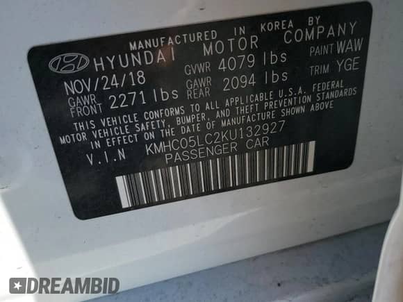2019 Hyundai Ioniq Limited с VIN KMHC05LC2KU132927, выставлен на аукционе Copart как лот 67602644 с пробегом 99 244 миль миль и Списание • Salvage title. История ставок и продаж доступна на DreamBid. Изображение 15.