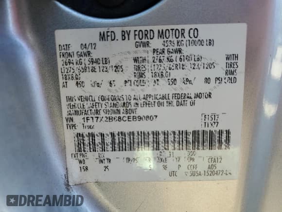 ✅ 2012 Ford F-250 XL • VIN: 1FT7X2B68CEB90807 • Лот: 85086175. Опубликован ранее на Copart с пробегом 175 340 миль. Бесплатный доступ к архиву аукционных продаж из США и подробный отчёт об истории автомобиля на DreamBid. Изображение 12.