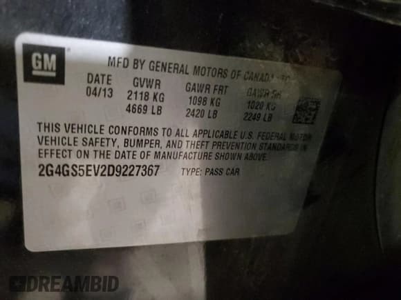 ✅ 2013 Buick Regal Turbo Premium 1 • VIN: 2G4GS5EV2D9227367 • Lot: 90085995. Wystawiony na Copart z przebiegiem 116 844 mil. Bezpłatny archiwum sprzedaży aukcyjnych z USA i szczegółowy raport historii pojazdu na DreamBid. Zdjęcie 12.