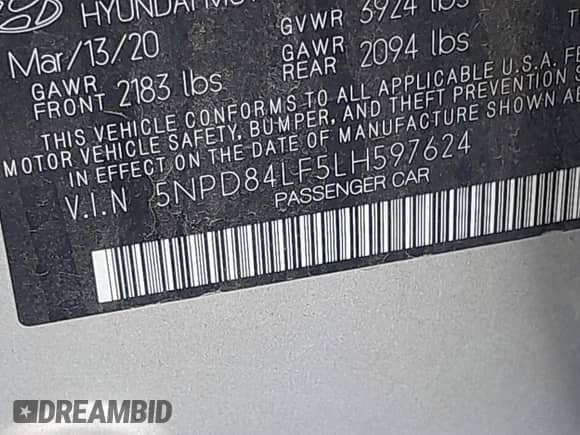 2020 Hyundai Elantra SEL z VIN 5NPD84LF5LH597624, wystawiony jako IAAI lot #43175433 z przebiegiem 51 980 mil mil oraz . Historia ofert i sprzedaży dostępna na DreamBid. Obrazek 9.