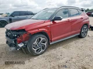 2024 Hyundai Kona N Line with VIN KM8HA3A35RU106889, listed as a Copart auction lot 64074605 with 18,727 mi miles and Salvage title. Bid and sale history available at DreamBid. Image 1.