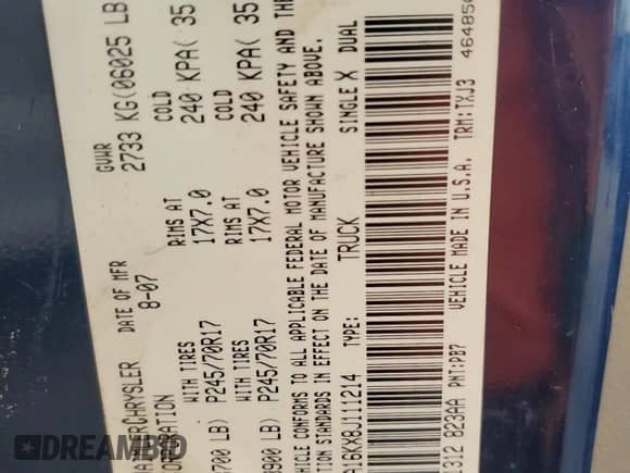 2008 Dodge 1500 ST с VIN 1D7HA16KX8J111214, выставлен на аукционе Copart как лот 79866594 с пробегом 244 893 миль миль и Чистый • Clean title. История ставок и продаж доступна на DreamBid. Изображение 12.