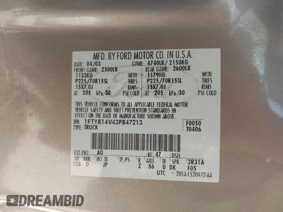 ✅ 2003 Ford Ranger XL • VIN: 1FTYR14V43PB47213 • Lot: 42776910. Wystawiony na IAAI z przebiegiem 138 736 mil. Bezpłatny archiwum sprzedaży aukcyjnych z USA i szczegółowy raport historii pojazdu na DreamBid. Zdjęcie 9.