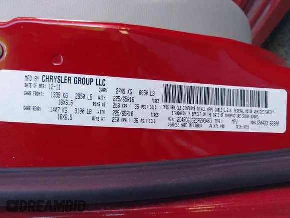 2012 Dodge Grand Caravan SXT z VIN 2C4RDGCG2CR203463, wystawiony jako IAAI lot #43425555 z przebiegiem 142 039 mil mil oraz . Historia ofert i sprzedaży dostępna na DreamBid. Obrazek 9.