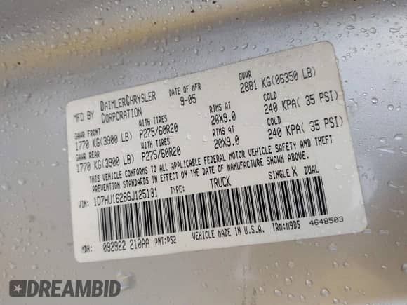 ✅ 2006 Dodge 1500 SLT • VIN: 1D7HU16286J125181 • Лот: 41606294. Размещён на IAAI с пробегом 151 971 миль миль. Получите бесплатный доступ к архиву аукционных продаж из США и посмотрите подробный отчёт об истории автомобиля на DreamBid. Изображение 9.