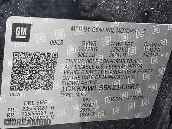 ✅ 2019 GMC Acadia SLT • VIN: 1GKKNWLS5KZ143667 • Лот: 42748091. Опубликован ранее на IAAI с пробегом Не указан. Бесплатный доступ к архиву аукционных продаж из США и подробный отчёт об истории автомобиля на DreamBid. Изображение 9.