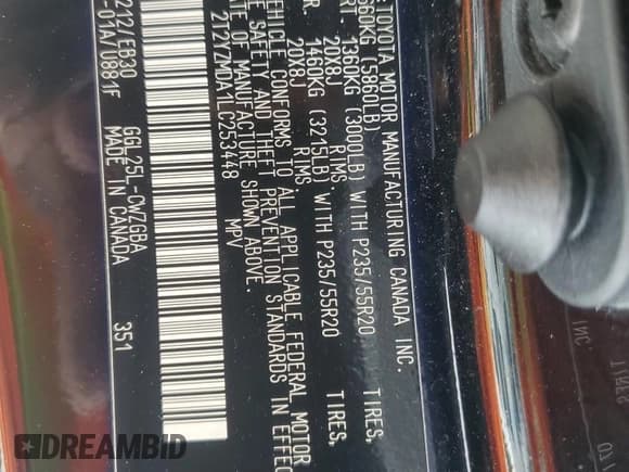 ✅ 2020 Lexus RX 350 F Sport Performance • VIN: 2T2YZMDA1LC253448 • Lot: 67531315. Listed on Copart with 105,557 mi. Free auction sales archive from the USA and detailed vehicle history report at DreamBid. Image 13.