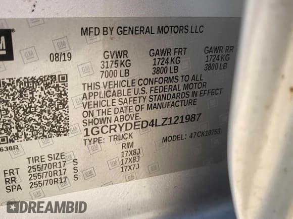 ✅ 2020 Chevrolet Silverado 1500 LT • VIN: 1GCRYDED4LZ121987 • Lot: 92776545. Wystawiony na Copart z przebiegiem 94 905 mil. Bezpłatny archiwum sprzedaży aukcyjnych z USA i szczegółowy raport historii pojazdu na DreamBid. Zdjęcie 10.