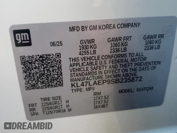 ✅ 2025 Buick Envista Preferred • VIN: KL47LAEP9SB235872 • Лот: 85848665. Опубликован ранее на Copart с пробегом Не указан. Бесплатный доступ к архиву аукционных продаж из США и подробный отчёт об истории автомобиля на DreamBid. Изображение 13.