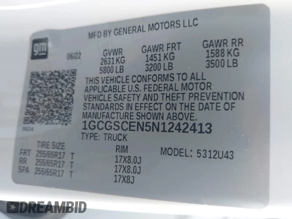✅ 2022 Chevrolet Colorado 2WD LT • VIN: 1GCGSCEN5N1242413 • Lot: 41228029. Wystawiony na IAAI z przebiegiem 37 144 mil. Bezpłatny archiwum sprzedaży aukcyjnych z USA i szczegółowy raport historii pojazdu na DreamBid. Zdjęcie 9.
