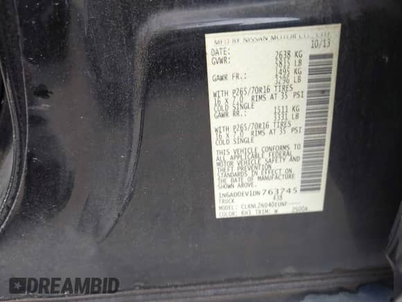 2013 Nissan Frontier SV z VIN 1N6AD0EV1DN763745, wystawiony jako IAAI lot #43379708 z przebiegiem 106 937 mil mil oraz . Historia ofert i sprzedaży dostępna na DreamBid. Obrazek 9.