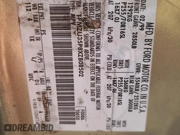 ✅ 1999 Ford Explorer XLT • VIN: 1FMZU35P8XZB08502 • Лот: 89390625. Опубликован ранее на Copart с пробегом 226 261 миль. Бесплатный доступ к архиву аукционных продаж из США и подробный отчёт об истории автомобиля на DreamBid. Изображение 16.