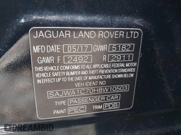 ✅ 2017 Jaguar XJ R-Sport • VIN: SAJWA1C70H8W10503 • Lot: 43640409. Listed on IAAI with 96,737 mi. Free auction sales archive from the USA and detailed vehicle history report at DreamBid. Image 9.