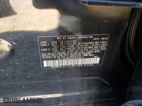 ✅ 2022 Subaru Ascent Touring • VIN: 4S4WMARD0N3465924 • Lot: 87180195. Wystawiony na Copart z przebiegiem 86 106 mil. Bezpłatny archiwum sprzedaży aukcyjnych z USA i szczegółowy raport historii pojazdu na DreamBid. Zdjęcie 13.