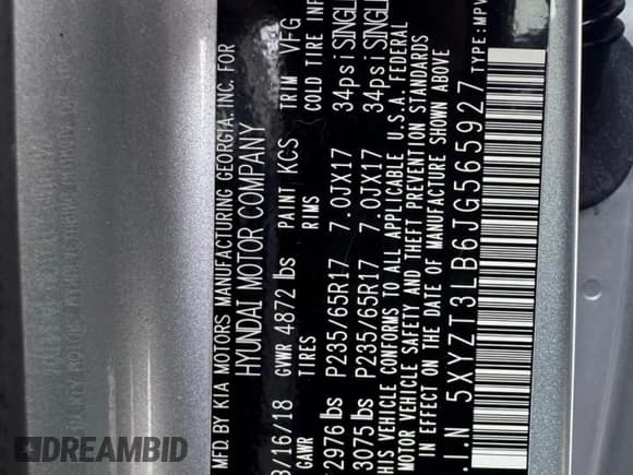 ✅ 2018 Hyundai Santa Fe 2.4L • VIN: 5XYZT3LB6JG565927 • Лот: 92522215. Опубликован ранее на Copart с пробегом 116 009 миль. Бесплатный доступ к архиву аукционных продаж из США и подробный отчёт об истории автомобиля на DreamBid. Изображение 10.